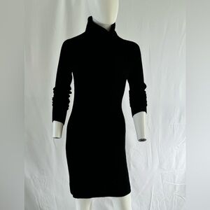 QI Cashmere Ribbed Body-Con Turtleneck Long Sleeve Dress Size XS NWT